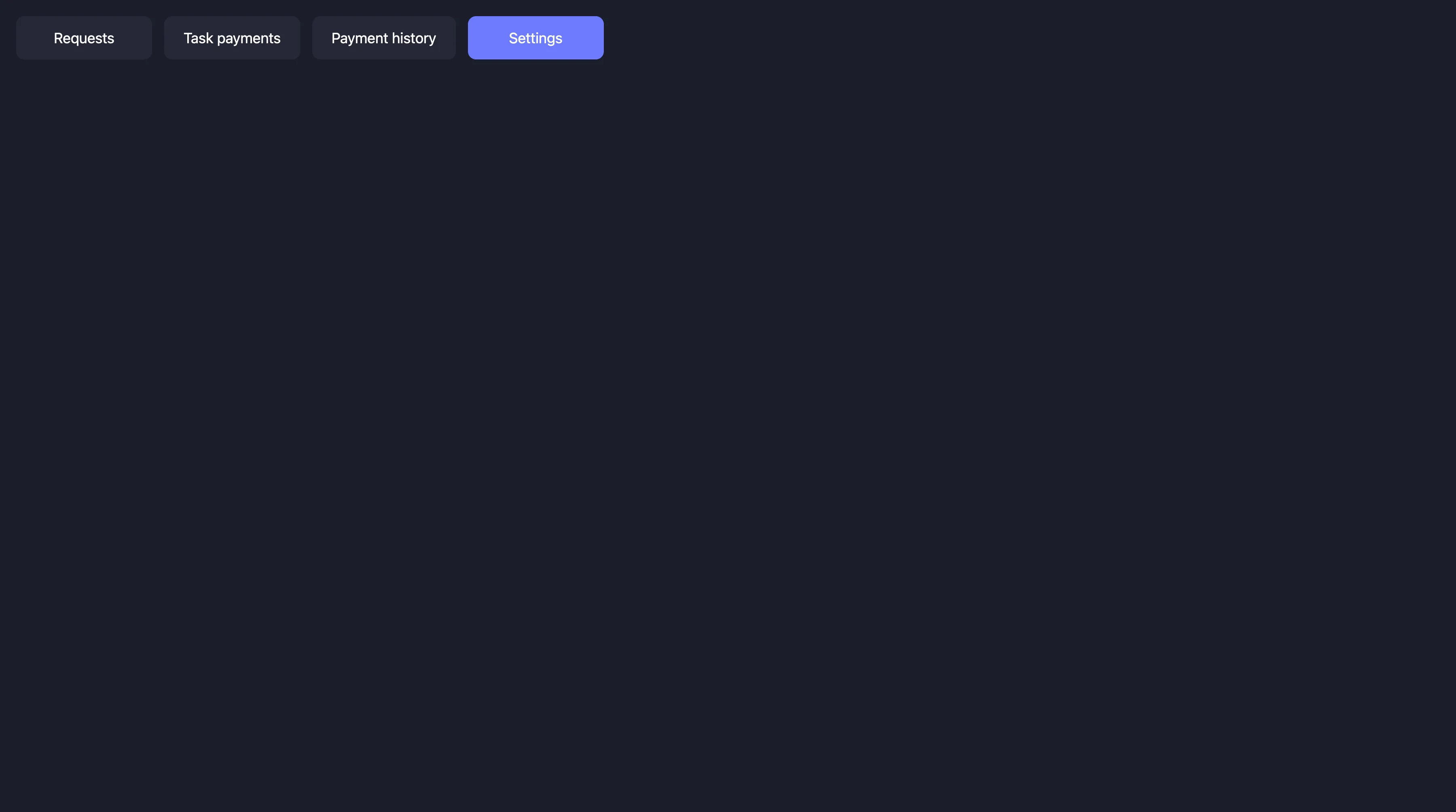 Settings tab selection